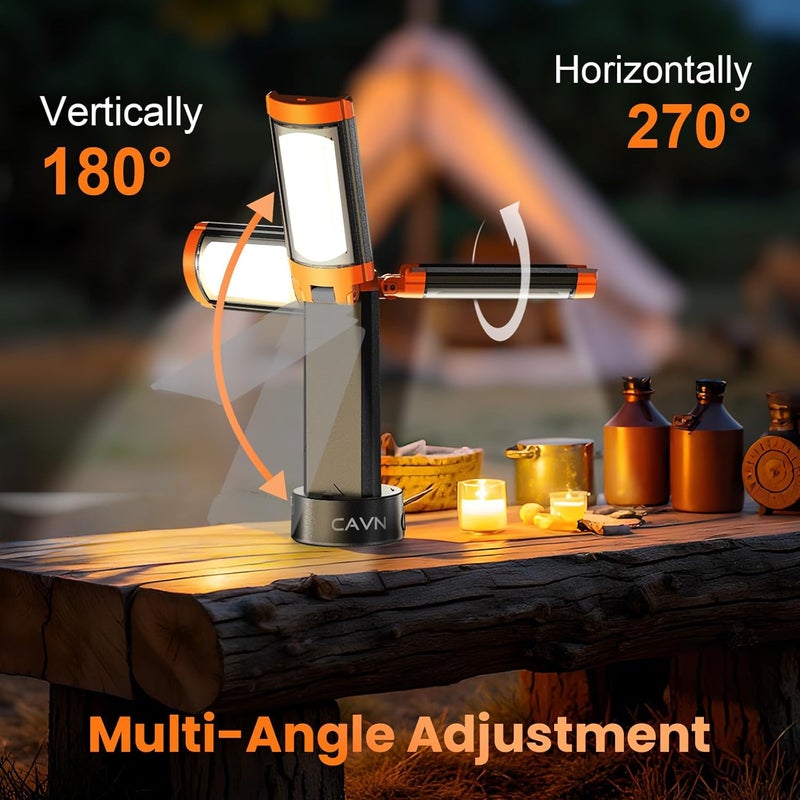 CAVN Rechargeable Camping Lights with Stand 6.5 ft Max Height, Portable Cordless LED Work Light 2200 Lumens 6500/4500/3500K Dimmable Camping Essentials Gear with Detachable Tripod, Orange - Image 5
